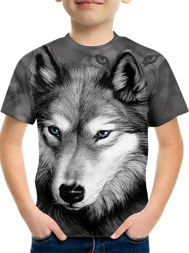 Boys Breathable Wolf Animal Graphic Tees