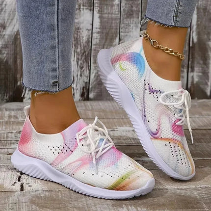 Sneakers Women Rainbow Lightweight Knitted Canvas Shoes - Sneakers - Lilicochan - Mad Fly Essentials