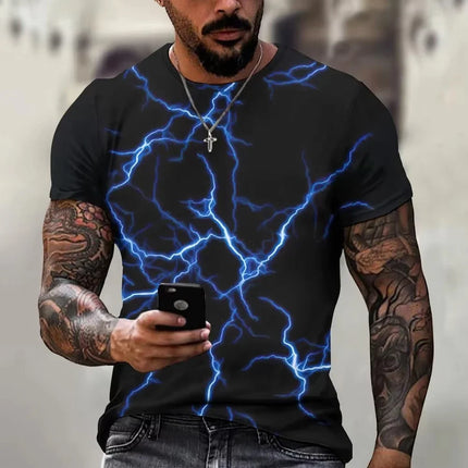 Shirt Men 3D Summer Fashion Lightning Tees - Shirt - Basic Gold Yao - Mad Fly Essentials