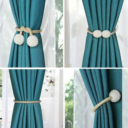 2/4PCS Pearl Magnetic Curtain Clip Tie Buckle