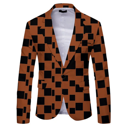 Men British-Style Slim-Fit Plaid Striped Blazer - Men's Fashion Mad Fly Essentials