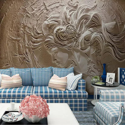 Custom Photo 3D Relief Beauty European Wallpaper - Home & Garden Mad Fly Essentials