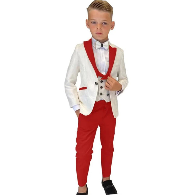 Boy White Paisley Wedding Guest Gentleman 3pc Outfit Sets