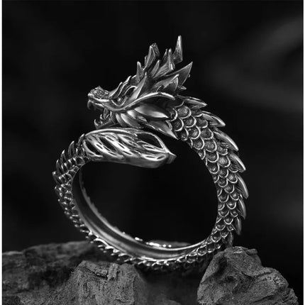 Men Vintage Adjustable Dragon Rings