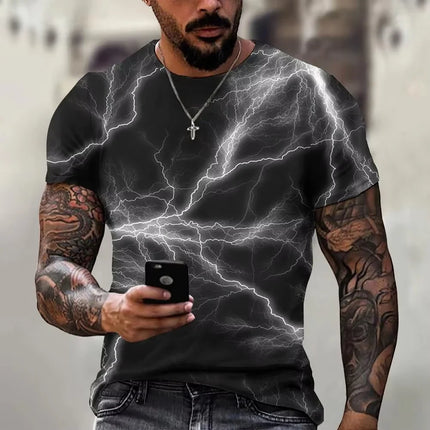 Shirt Men 3D Summer Fashion Lightning Tees - Shirt - Basic Gold Yao - Mad Fly Essentials