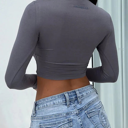 Women Spring Casual Long Stretchy Crop Tops