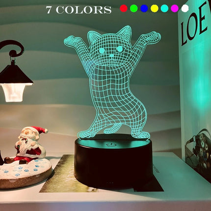 Funny 7Color Changing Cat 3D Optical Illusion Night Light
