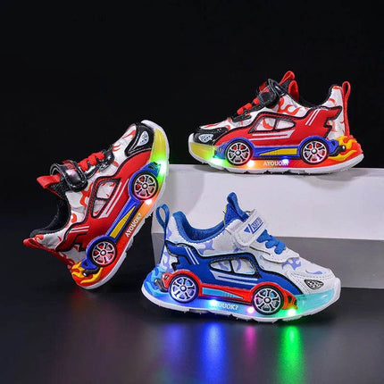 Boy Girl New Fashion Anti-Slip Cartoon Car Kids LED Shoes - Mad Fly Essentials