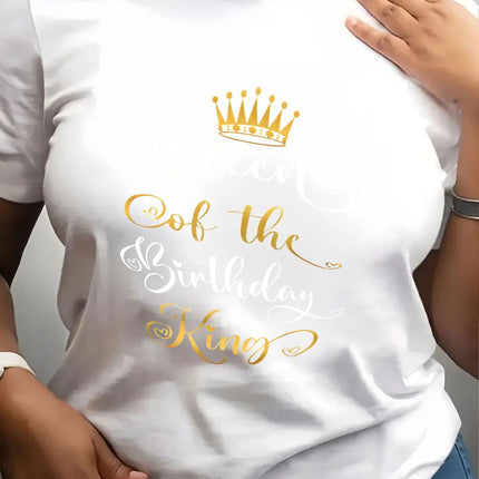 Shirt Women Crew Neck Queen - Birthday King Graphic Tees - Shirt - Sister Linda - Mad Fly Essentials