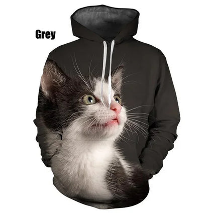 Hoodies Men Funny Animals 3D Cat Long Pullover - Hoodies - Heatboywade - Mad Fly Essentials