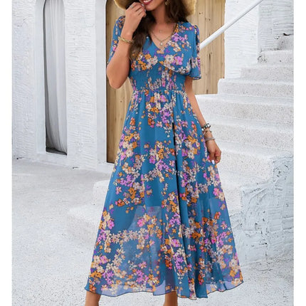 Party Dress Women V-Neck Long Sleeve Plus Dress - Party Dress - FJBK - Mad Fly Essentials