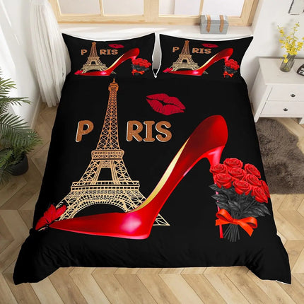 Duvet Set Home Black Red Rose Floral Bedding Set - Duvet Set - Sofa Design Labs - Mad Fly Essentials