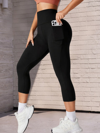 Fitness Leggings Women Pocket 3/4 Solid Capris - Fitness Leggings - Cloud Hide - Mad Fly Essentials