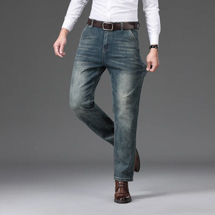 Jeans Men Blue-Grey Classic Denim Pants - Jeans - Brother Wang - Mad Fly Essentials