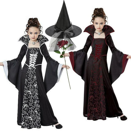 Costume Dress Girl Halloween Black Vampire Witch Cosplay Costume Set - Costume Dress - Madeline - Mad Fly Essentials