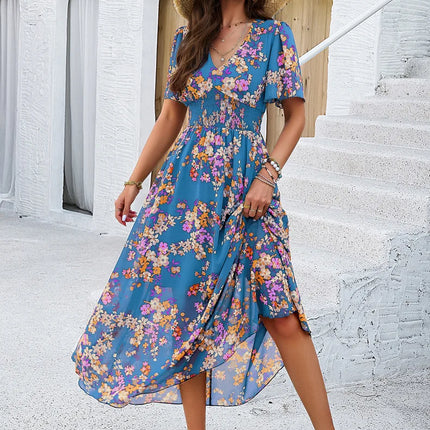 Party Dress Women V-Neck Long Sleeve Plus Dress - Party Dress - FJBK - Mad Fly Essentials