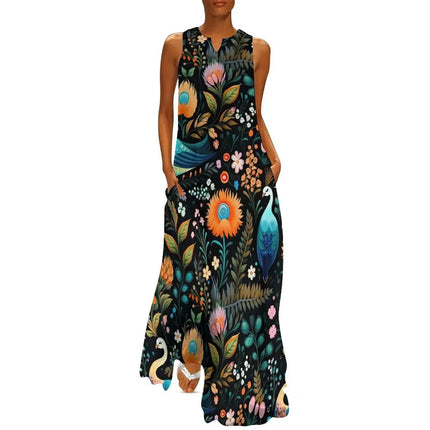 Maxi Dress Women Golden Summer Animal Peacock Dress - Maxi Dress - Aorsin - Mad Fly Essentials