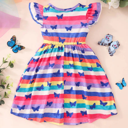 Baby Girls Flying Sleeve Rainbow Dress - Kids Shop Mad Fly Essentials