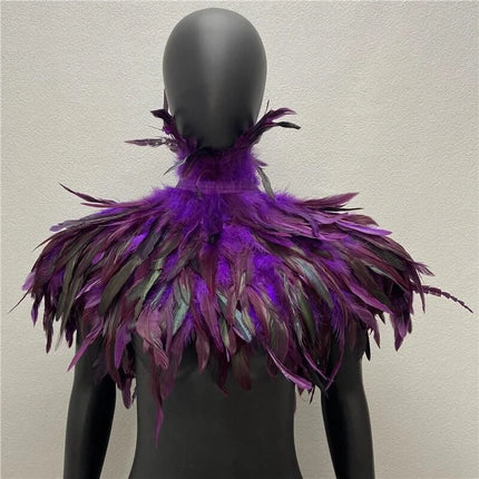 Women Shoulder Cape Gothic Feather Victorian Costume Shawl