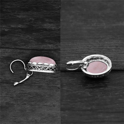 Vintage Oval Quartz Jade Amethyst Earrings - Mad Fly Essentials