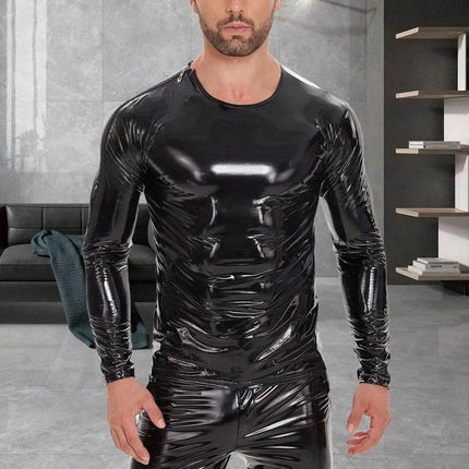 INS GOTH Leather Wear Wet Look Zipper Party Tops Mens Clubwear - Mad Fly Essentials