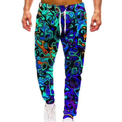 Men 3D Fashion Rainbow Abstract Smart Casual Cargo Pants