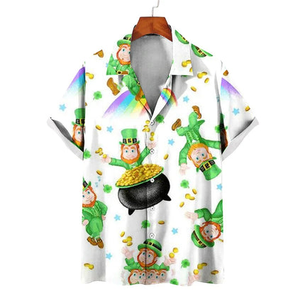 Men Four-leaf Clover Hawaiian Beach Shirts