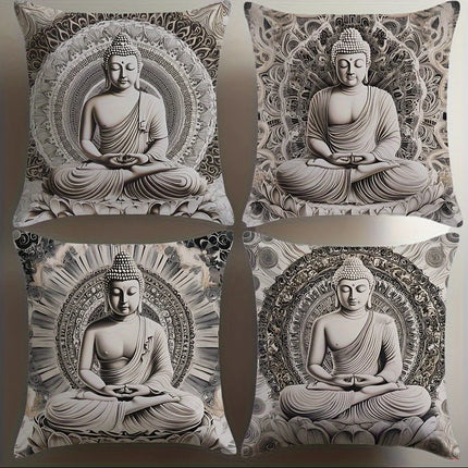 Throw Pillow Zen Stone Buddhist Floral Case - Throw Pillow - Coollazy - Mad Fly Essentials