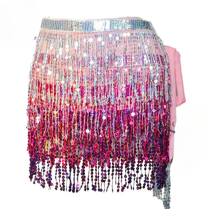Mini Skirt Women Sequin Tassel Belly Dancing Skirt - Mini Skirt - Ailinge - Mad Fly Essentials