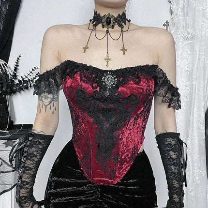 Women Gothic Lace Crop Top Victorian Corset - Mad Fly Essentials