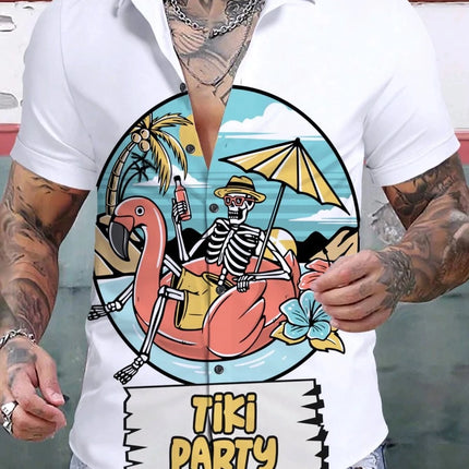 Men 3D Tiki Party Hawaiian Shirts