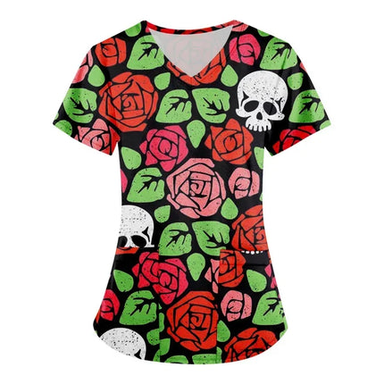 Nursing Scrub Women Halloween Black Cat Vet Medical Scrubs - Nursing Scrub - Hennar - Mad Fly Essentials
