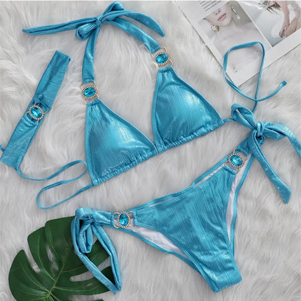 Bikini Set Women Halter Neon Pink Bandage 2pc Swimwear Set - Bikini Set - Myth-box - Mad Fly Essentials
