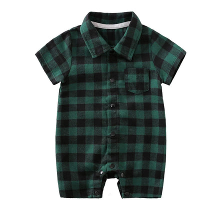 Baby Romper Boy Short Plaid Toddler Jumpsuit - Baby Romper - Prowow - Mad Fly Essentials