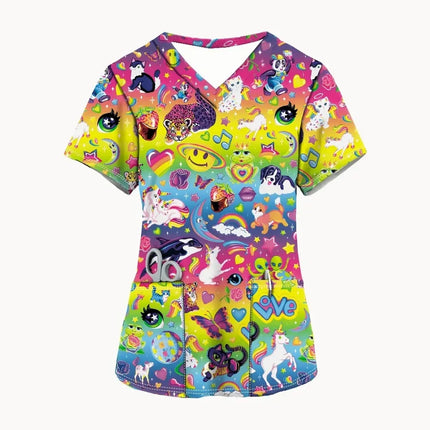 Nursing Scrub Women Cartoon Cat Animal Surgical Uniforms - Nursing Scrub - Pieresa - Mad Fly Essentials