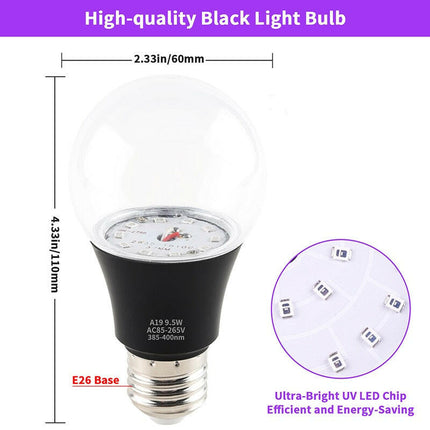 E26 9.5W UV Purple Black LED Light Bulb - Lighting & Bulbs Mad Fly Essentials