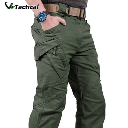 Men Tactical Slim Green Khaki Cargo Pants - Mad Fly Essentials