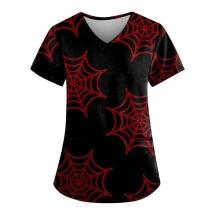 Nursing Scrub Women Halloween Black Cat Vet Medical Scrubs - Nursing Scrub - Hennar - Mad Fly Essentials