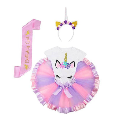 Baby Girl Rainbow Unicorn Tutu Dress Sets - Mad Fly Essentials