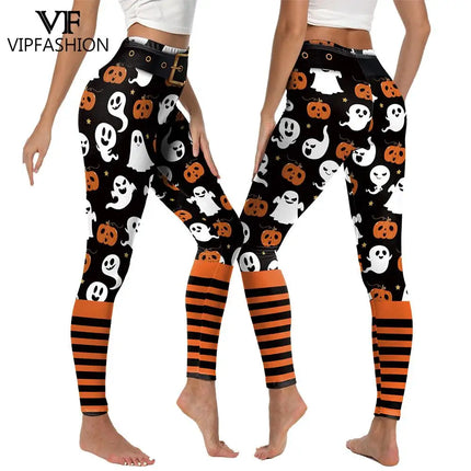Fitness Leggings Women Halloween Punk Ghost Striped Leggings - Fitness Leggings - Youre My Secret - Mad Fly Essentials