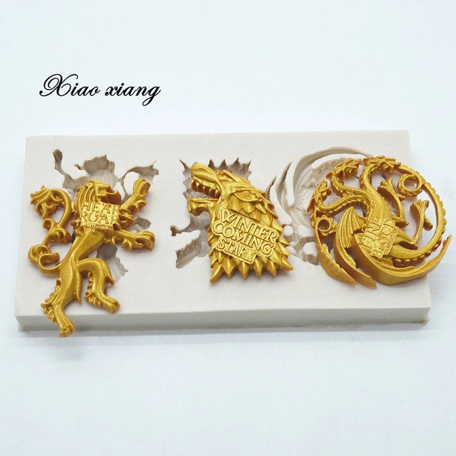 3D Animal Wolf Dragon Silicone Cookie Cutters