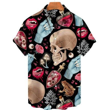 Shirt Men Hawaiian 3D Lapel Skull Party Tees - Shirt - Oufisun - Mad Fly Essentials