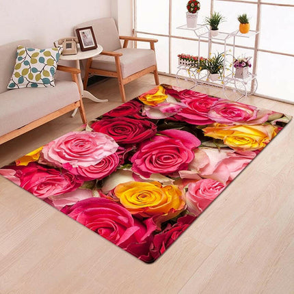 Rose Floral Rug Multicolor Pink Red Wedding Carpet