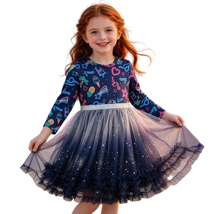 Tutu Dress Girl Long Gradient Silver Star Birthday Dress - Tutu Dress - Ogilvy Mather - Mad Fly Essentials