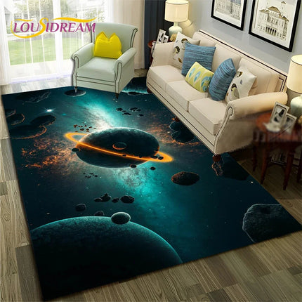 Area Rug Kids Room 3D Universe Galaxy Living Rug - Area Rug - Lousidream - Mad Fly Essentials