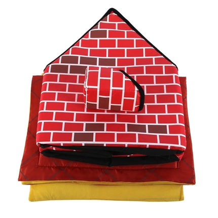 Foldable Small Cat Plaid Brick House Style Dog Bed