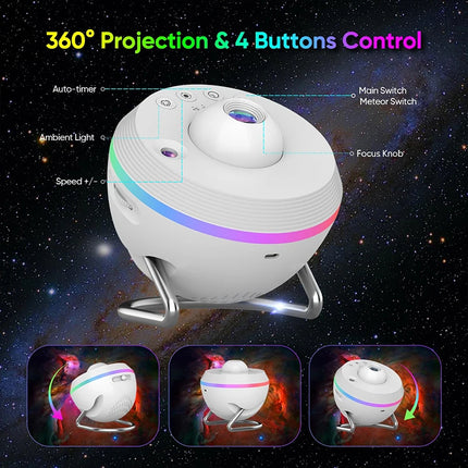 LED Night Light 12N1 Galaxy Star Meteor Projector - LED Night Light - Toucloud - Mad Fly Essentials
