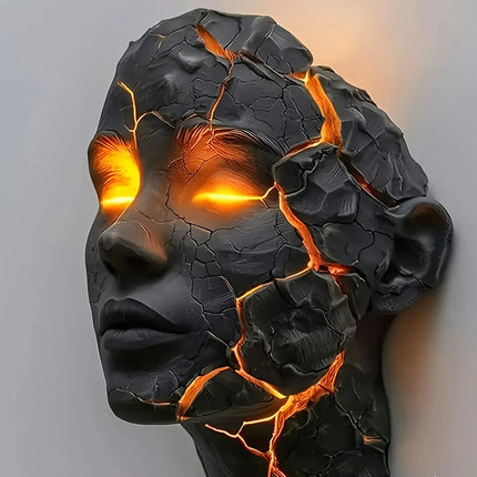LED Wall Sconce Black Lava Gothic Cracked Soul Orange Wall Lamp - LED Wall Sconce - Chinly - Mad Fly Essentials