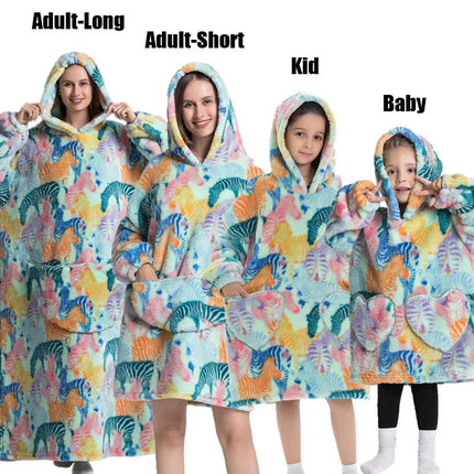 Hoodies Women Family Matching XL Lion Plush Blanket Hoodies - Animal Game - Mad Fly Essentials