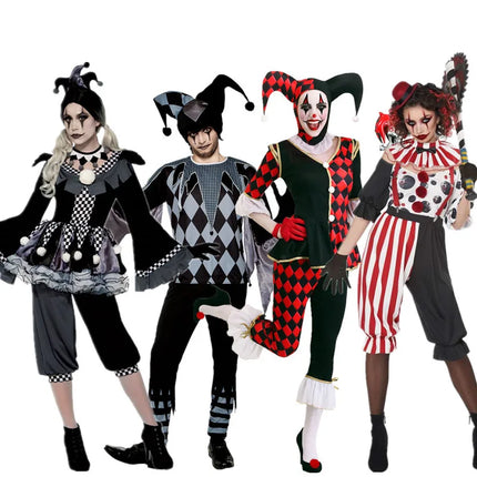 Women Joker Medieval Circus Clown Halloween Costumes